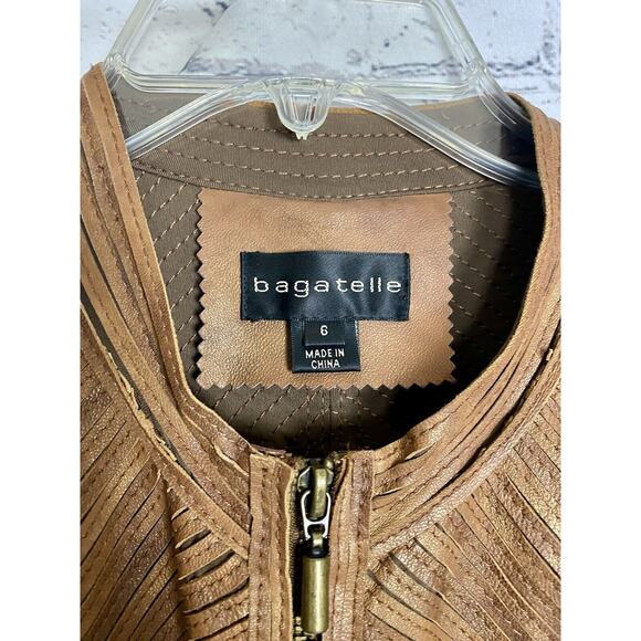 LEATHER Patchwork Stretch BAGATELLE Jacket Brown Women’s LADIES Size 6 *Video* - Picture 2 of 6